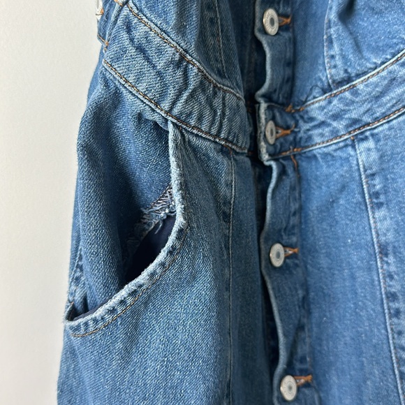 Zara Trafaluc Denim Overall Dress Buttondown Size Small/26 Knee length - Picture 8 of 9